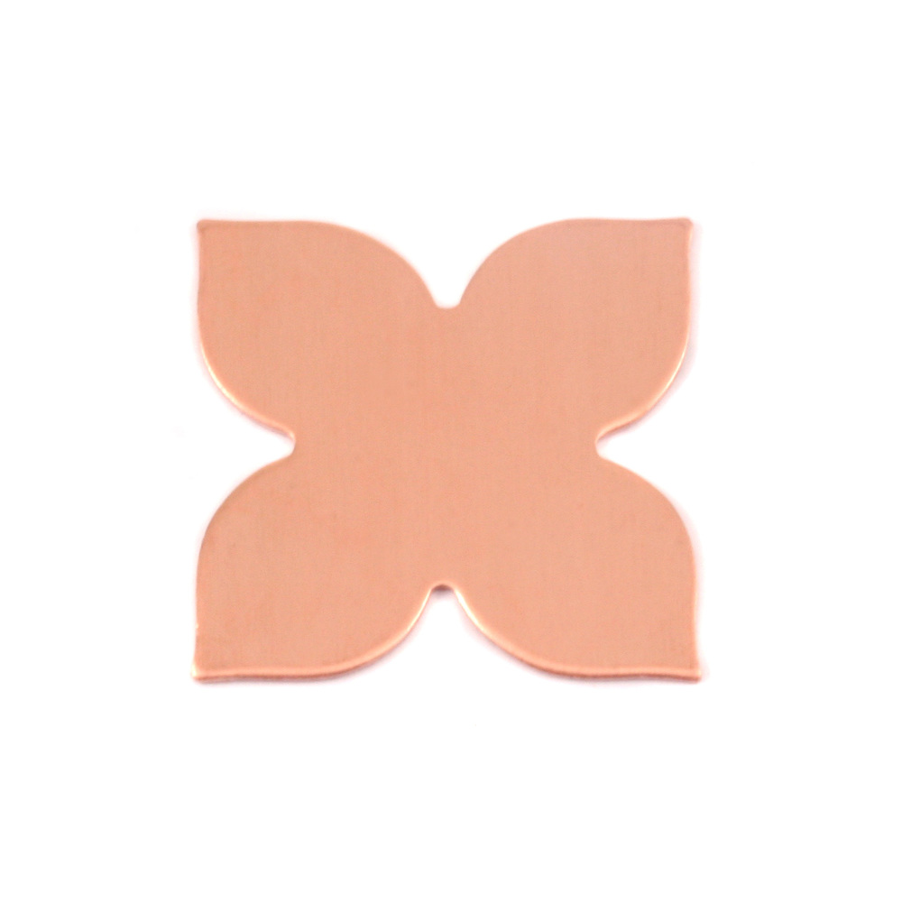 Metal Stamping Blanks Copper Flower with 4 Petals, 20.5mm (.81"), 24g, Pack of 4